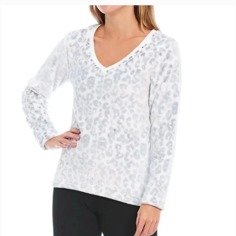 Ugg Women's Top Daisy Fleece Cotton Blend V-neck Long Sleeve Sweater Size S - Picture 1 of 13